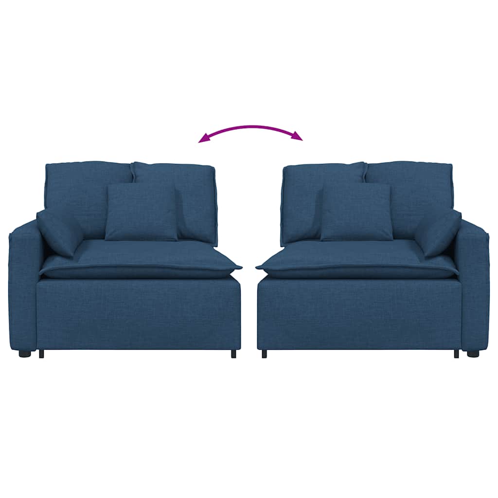 Kék moduláris kanapé karfás végmodul párnákkal 100 cm