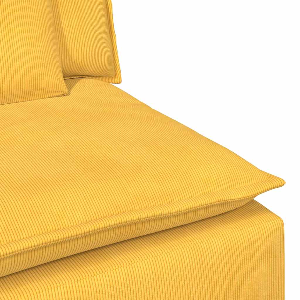 Világossárga moduláris kanapé karfás végmodul párnákkal 100 cm