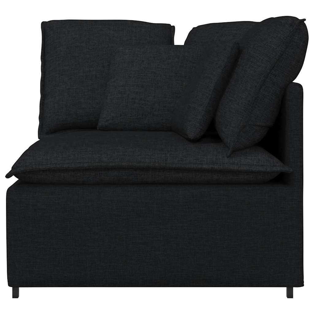Fekete moduláris kanapé sarokmodul párnákkal 100 cm