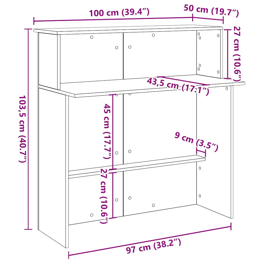 Recepciós pult betonszürke 100x50x103,5 cm szerelt fa Recepciós pult betonszürke 100x50x103,5 cm szerelt fa