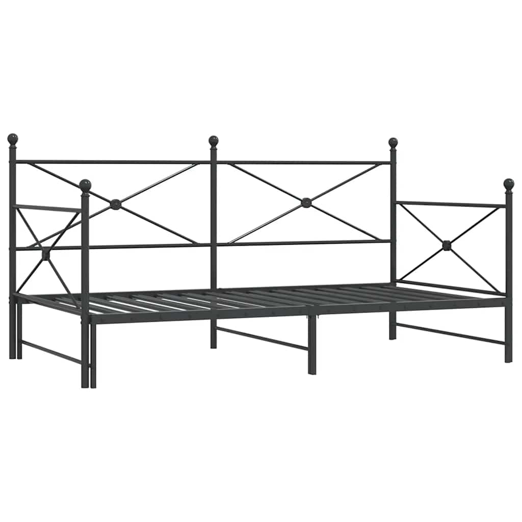 Kihúzható kanapéágy matrac nélkül fekete 100x200 cm acél