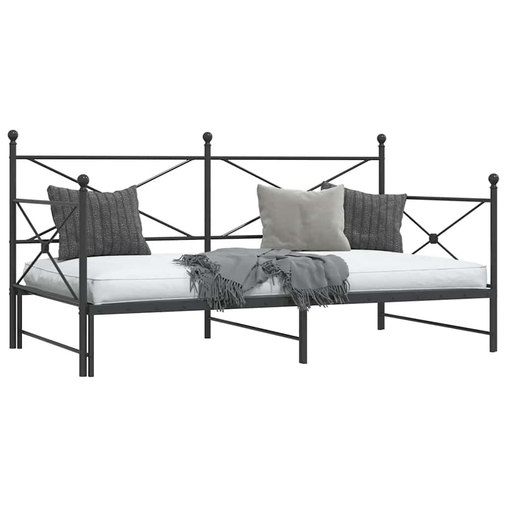 Kihúzható kanapéágy matrac nélkül fekete 100x200 cm acél