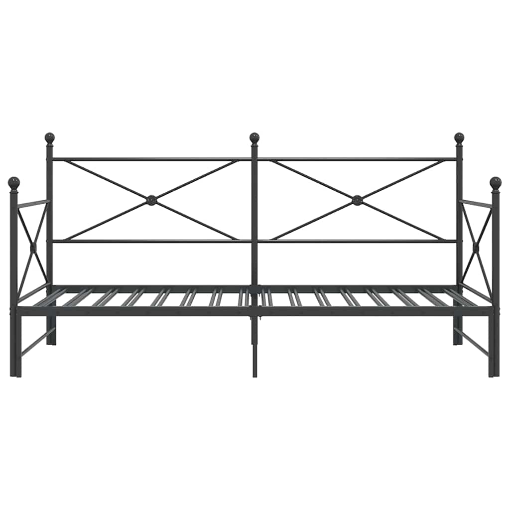 Kihúzható kanapéágy matrac nélkül fekete 100x200 cm acél