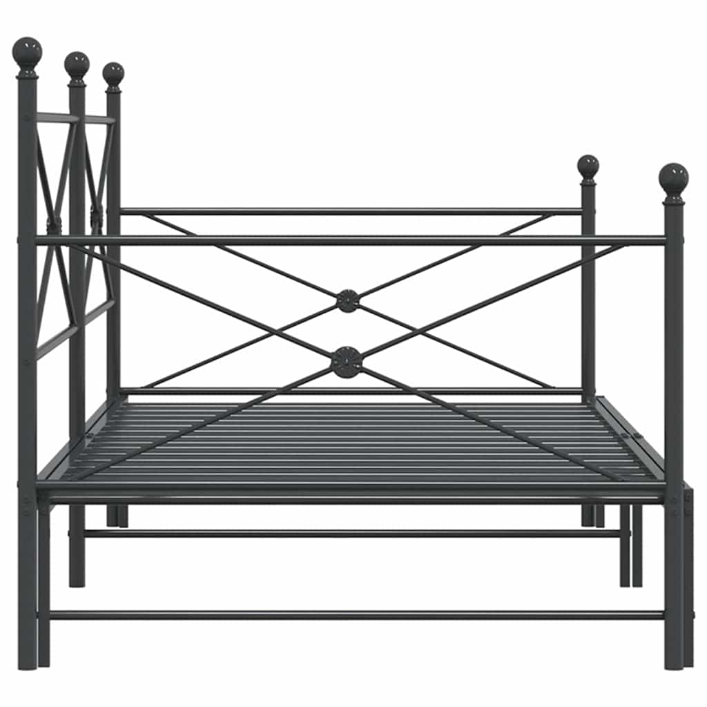 Kihúzható kanapéágy matrac nélkül fekete 100x200 cm acél