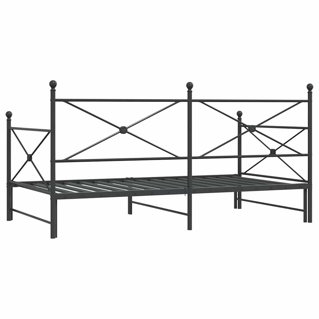 Kihúzható kanapéágy matrac nélkül fekete 100x200 cm acél