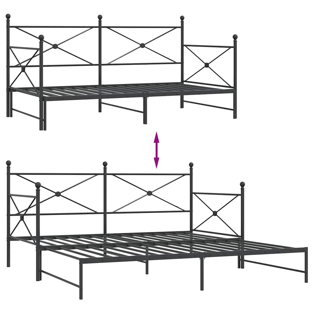 Kihúzható kanapéágy matrac nélkül fekete 100x200 cm acél
