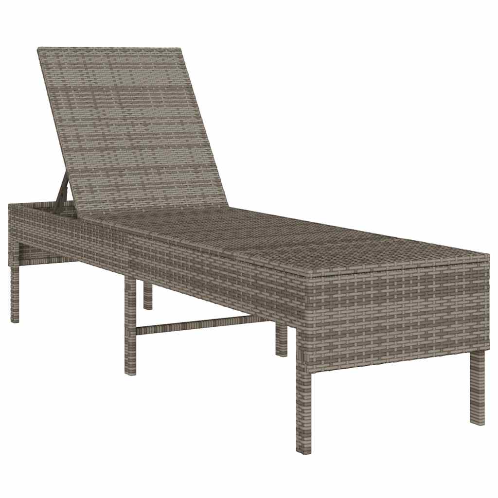 Szürke polyrattan napozóágy párnával 55x200x44 cm