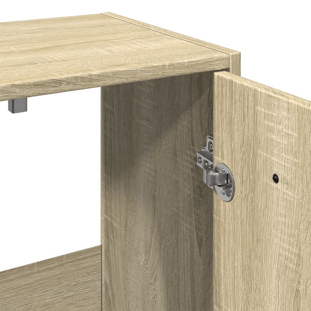 3 részes sonoma tölgyszínű szerelt fa fürdőszobai bútorszett