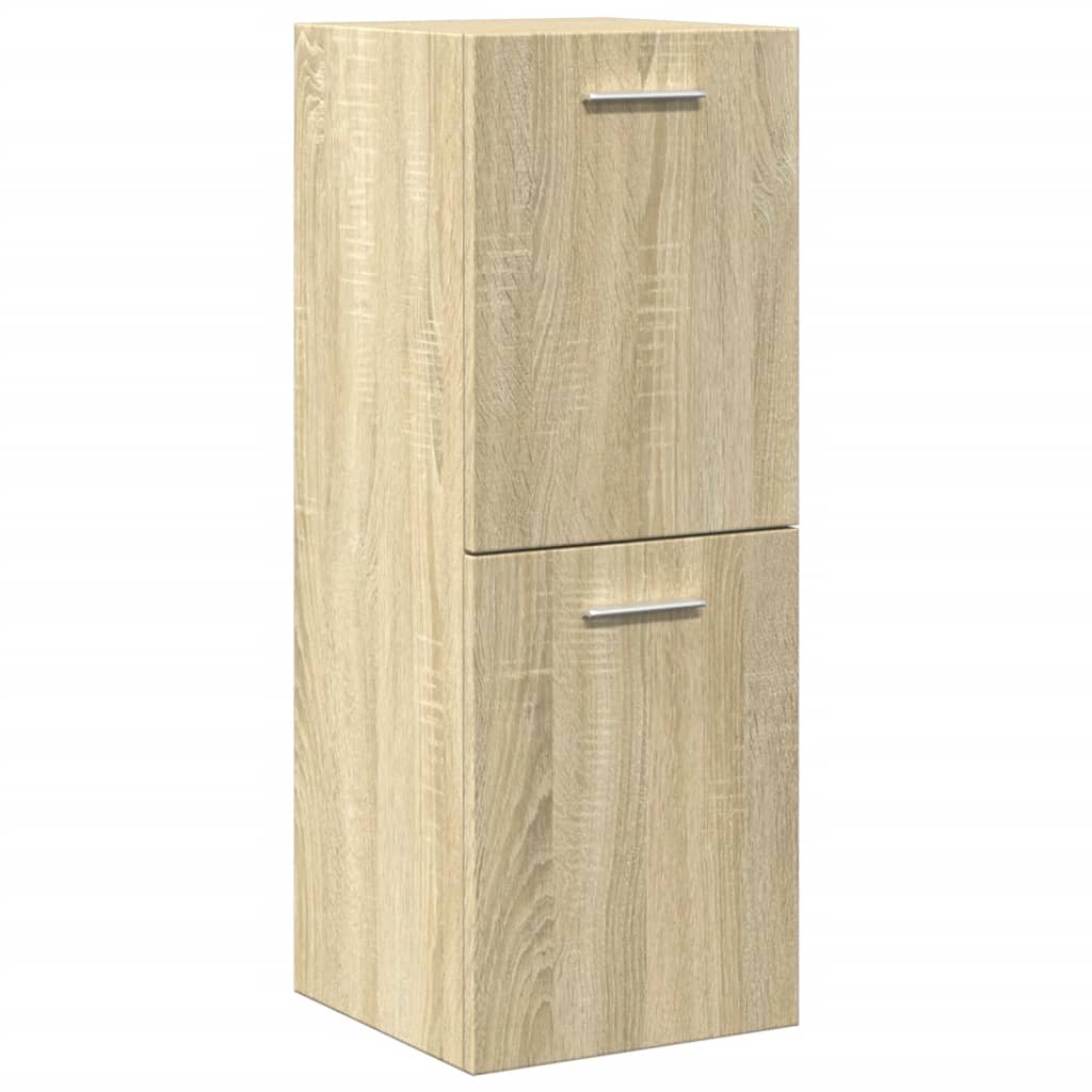 3 részes sonoma tölgyszínű szerelt fa fürdőszobai bútorszett