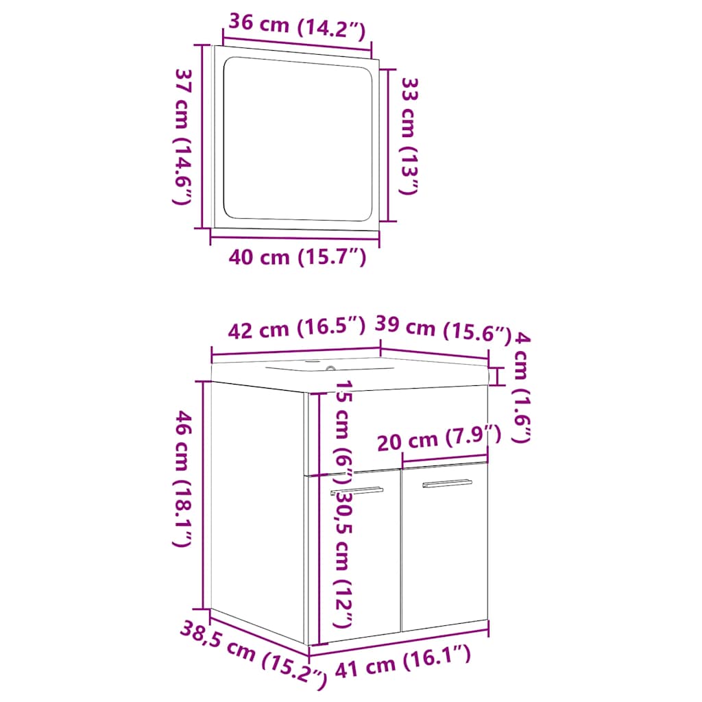 3 részes sonoma tölgyszínű szerelt fa fürdőszobai bútorszett