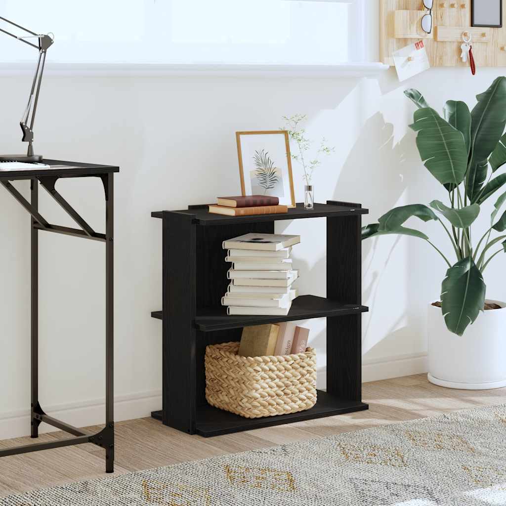 3 szintes fekete szerelt fa könyvespolc 60x30x60 cm