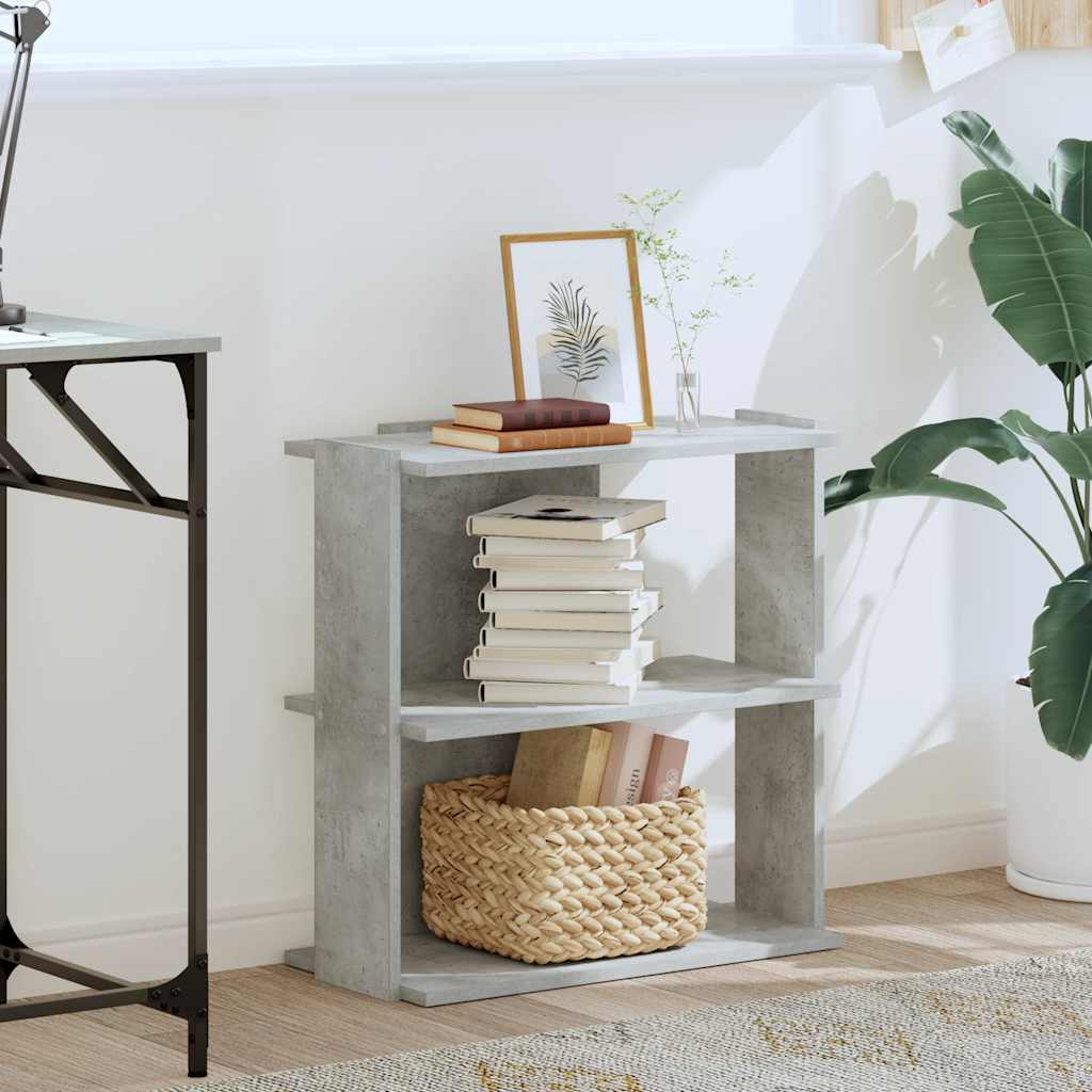 3 szintes betonszürke szerelt fa könyvespolc 60x30x60 cm