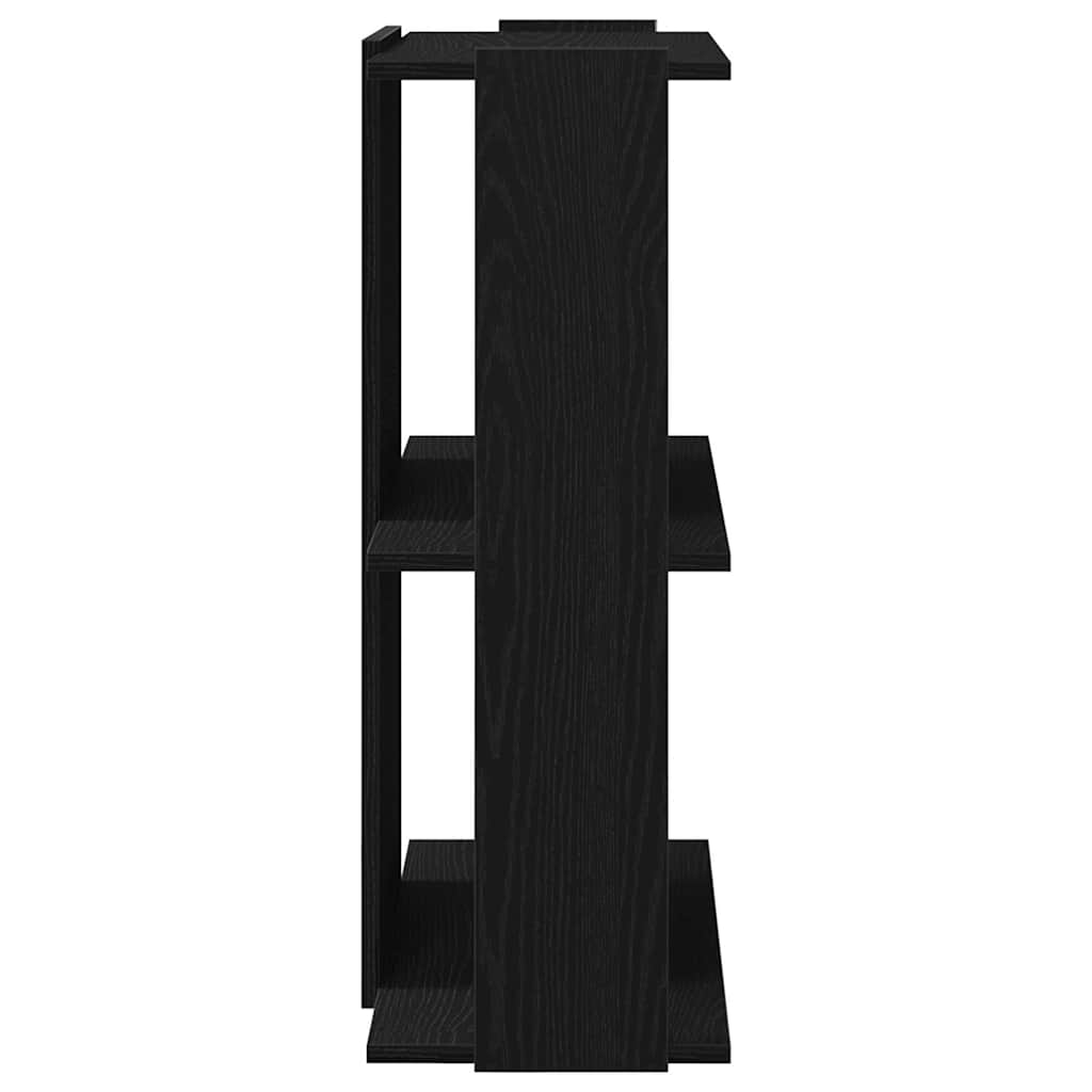 3 szintes fekete szerelt fa könyvespolc 60x30x80 cm