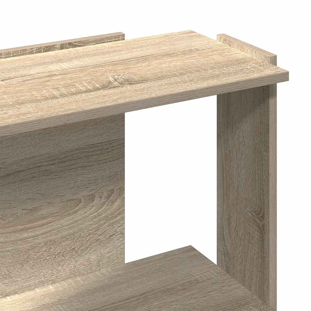 3 szintes sonoma tölgy színű szerelt fa könyvespolc 60x30x80 cm