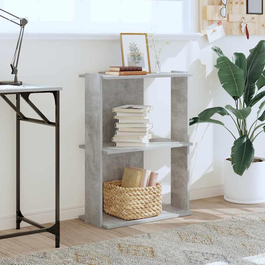 3 szintes betonszürke szerelt fa könyvespolc 60x30x80 cm