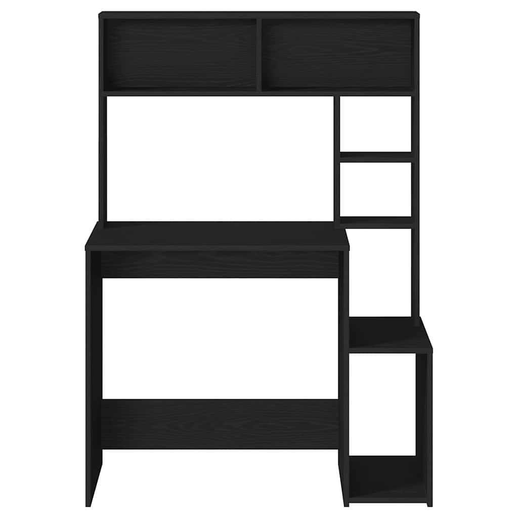 Fekete szerelt fa íróasztal polcokkal 100x45x140 cm