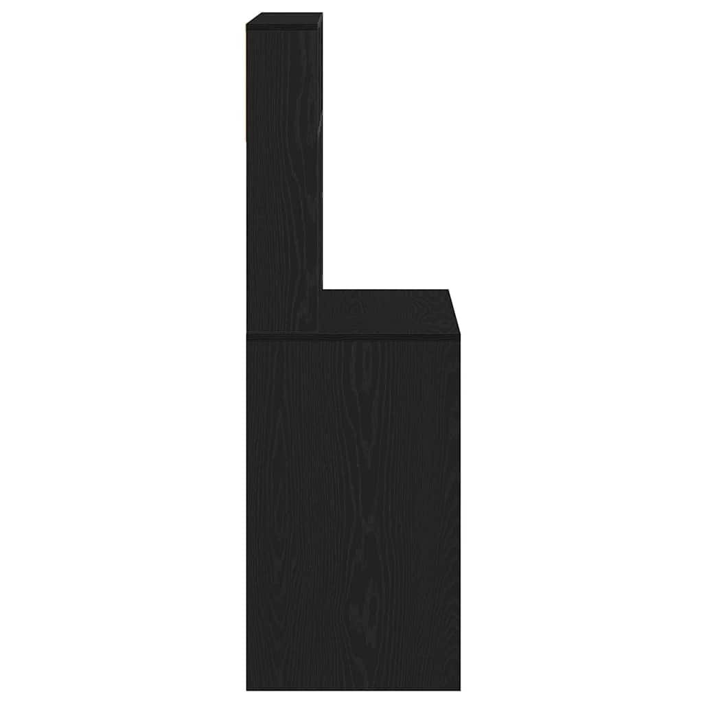 Fekete szerelt fa íróasztal polcokkal 100x45x140 cm