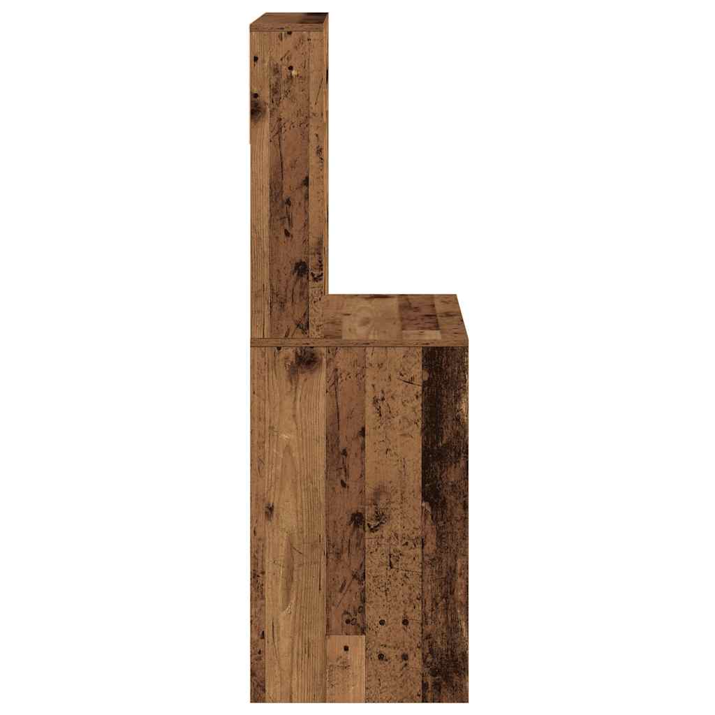 Antik fa színű szerelt fa íróasztal polcokkal 100x45x140 cm