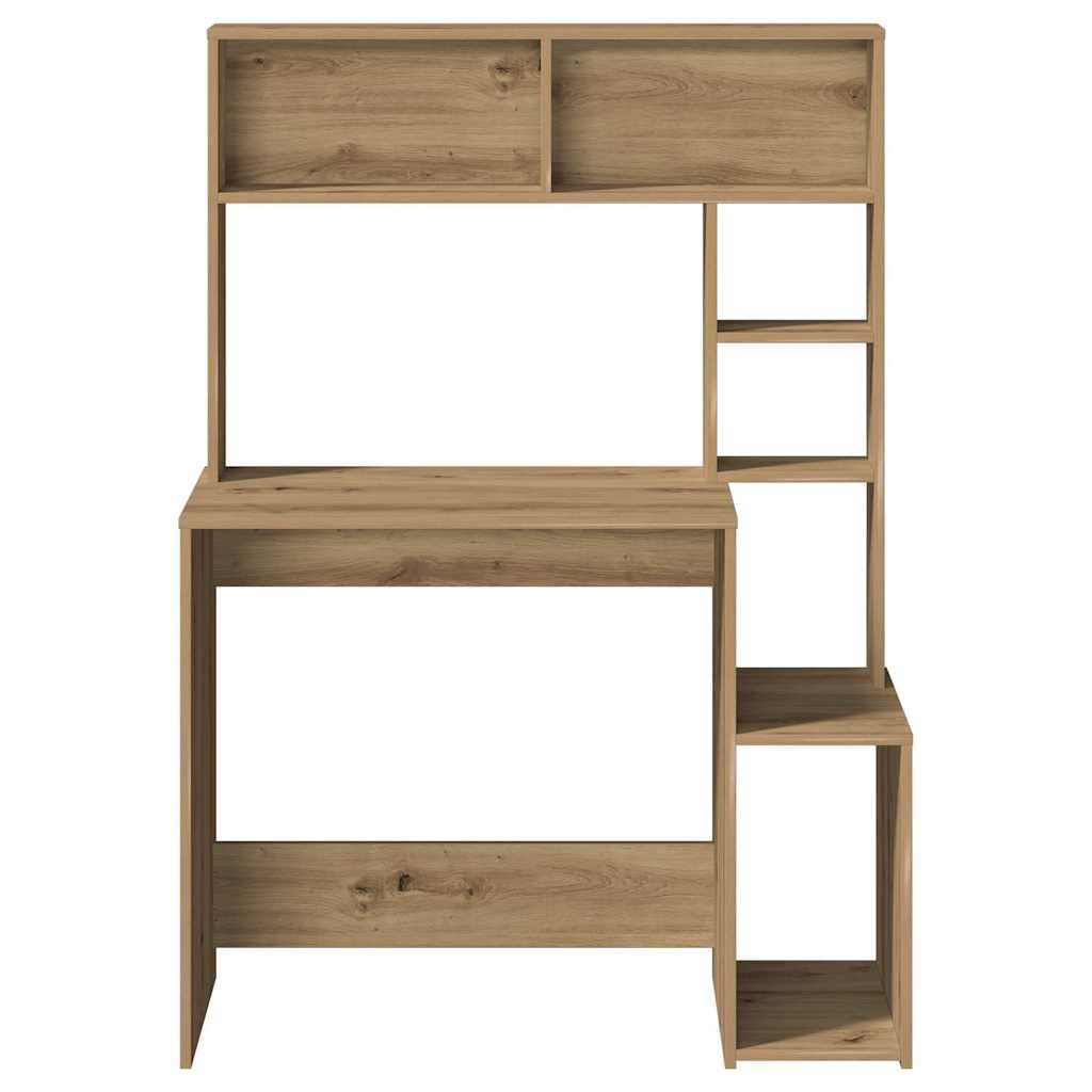 Kézműves tölgy szerelt fa íróasztal polcokkal 100x45x140 cm