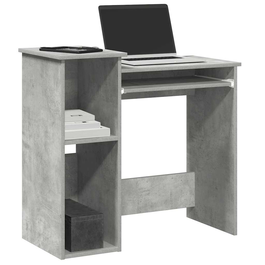 Betonszürke forgácslap íróasztal polcokkal 84x40x78 cm