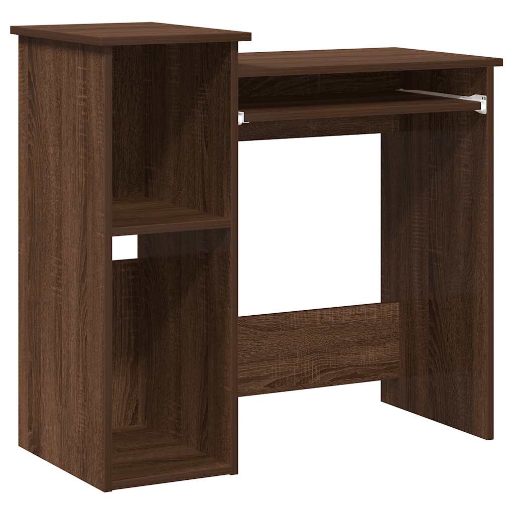 Barna tölgy szerelt fa íróasztal polcokkal 84x40x78 cm