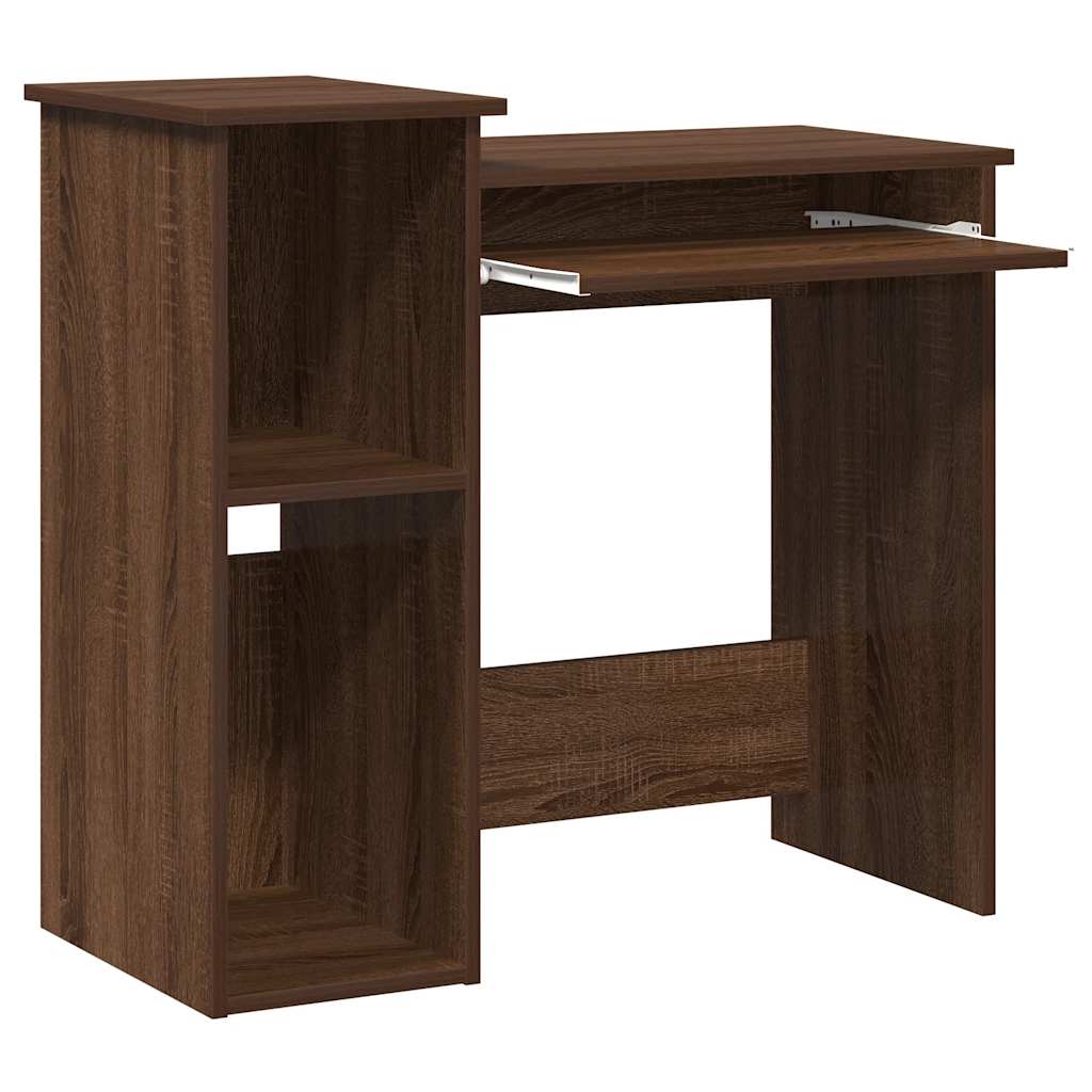 Barna tölgy szerelt fa íróasztal polcokkal 84x40x78 cm