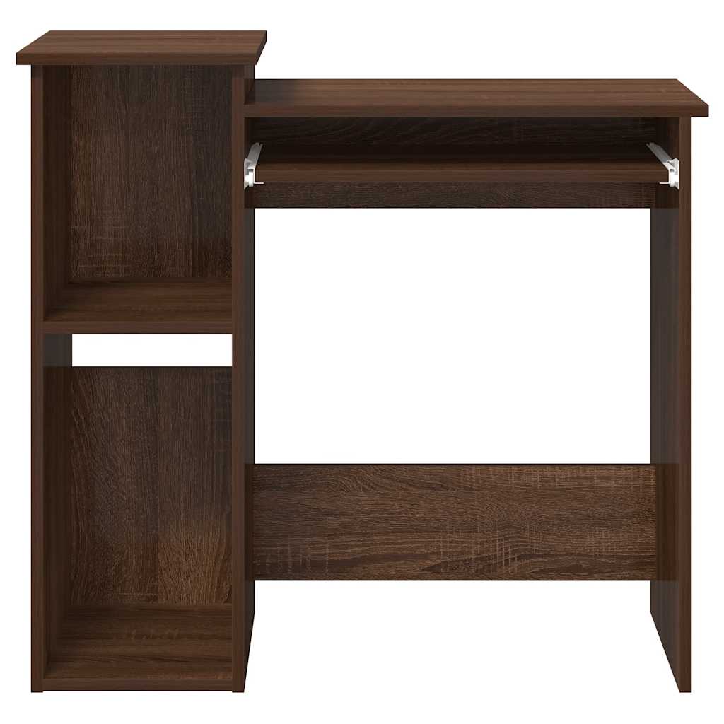 Barna tölgy szerelt fa íróasztal polcokkal 84x40x78 cm