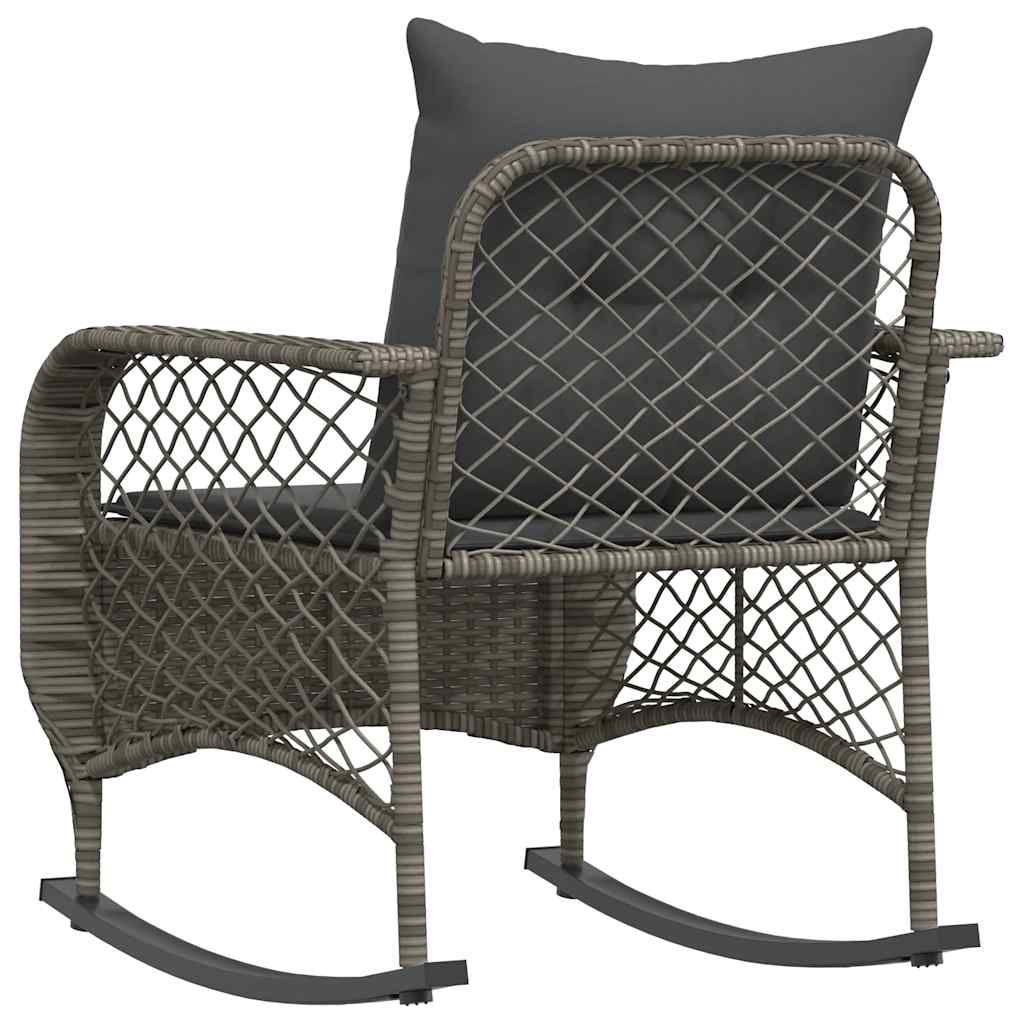 Szürke polyrattan kerti hintaszék párnával