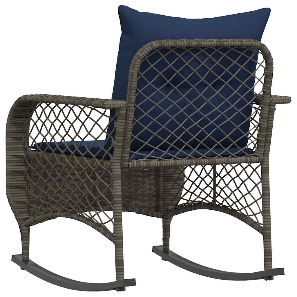 Szürke polyrattan kerti hintaszék párnával