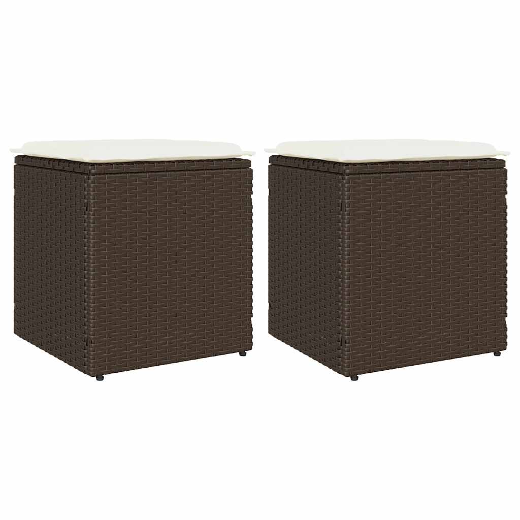 2 db barna polyrattan kerti szék párnával 40x40x43 cm