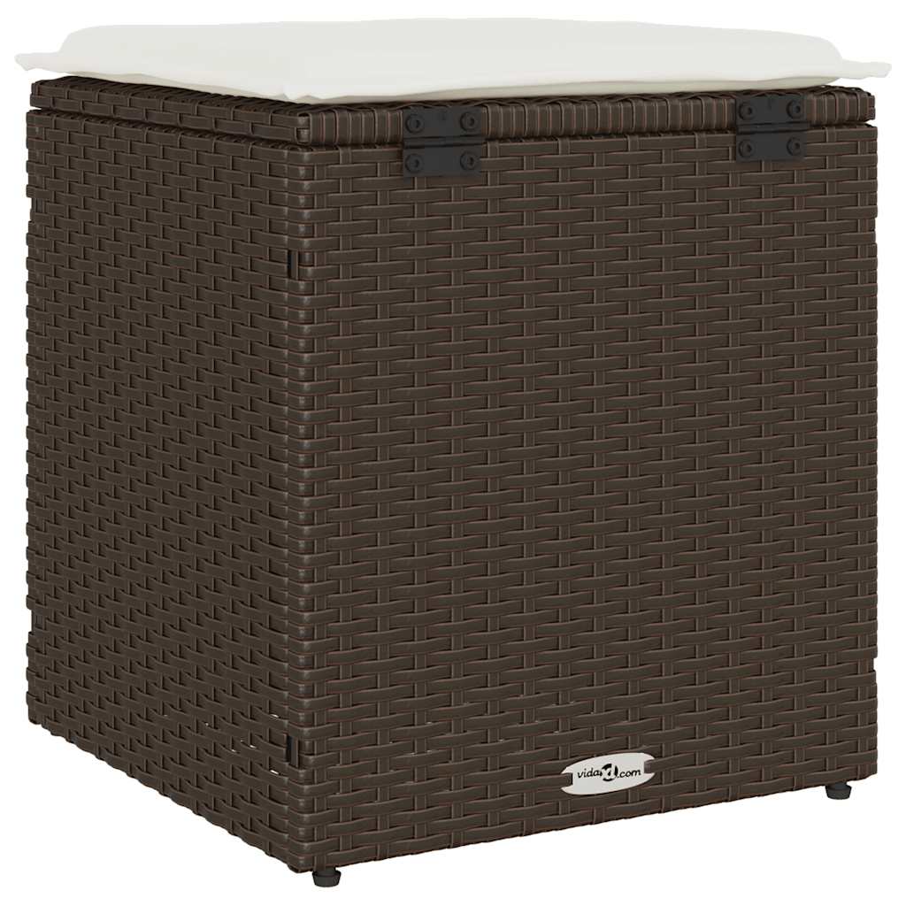 2 db barna polyrattan kerti szék párnával 40x40x43 cm