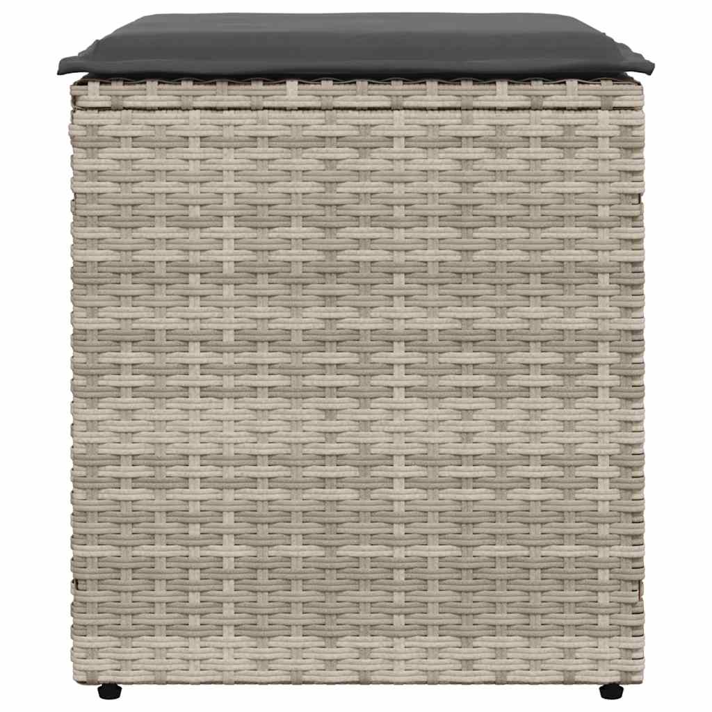 2 db világosszürke polyrattan kerti szék párnával 40x40x43 cm