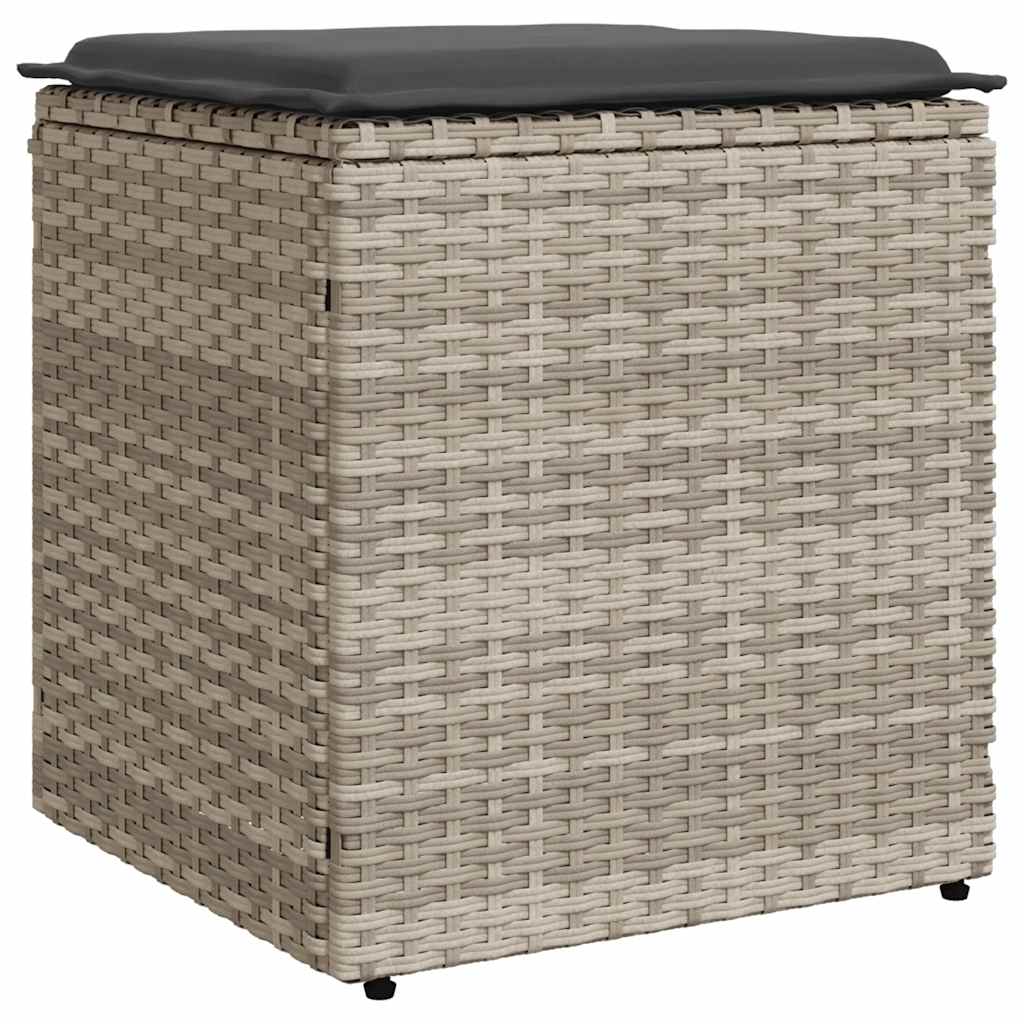 2 db világosszürke polyrattan kerti szék párnával 40x40x43 cm