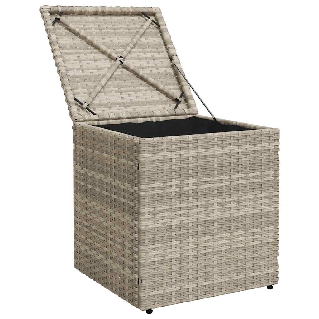 2 db világosszürke polyrattan kerti szék párnával 40x40x43 cm
