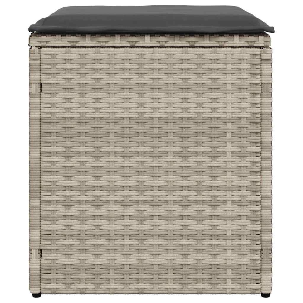 2 db világosszürke polyrattan kerti szék párnával 40x40x43 cm