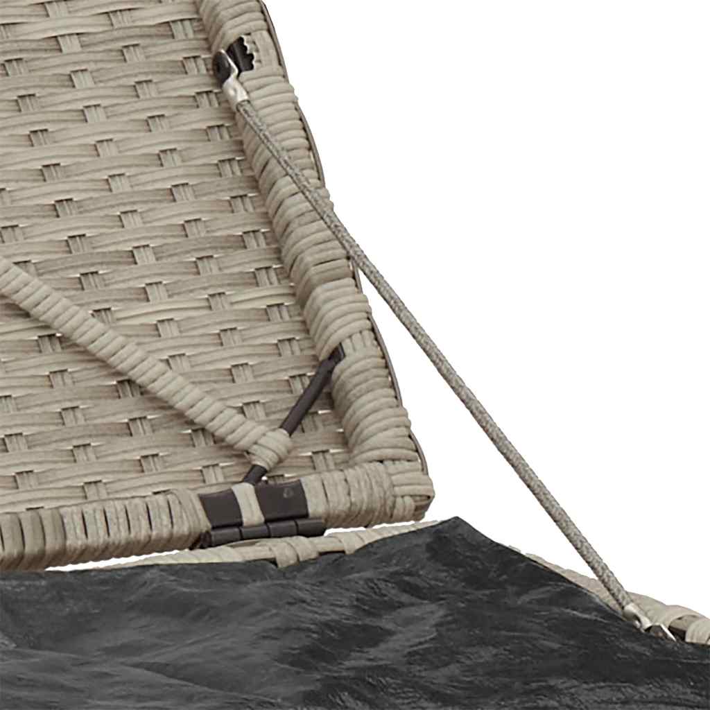 2 db világosszürke polyrattan kerti szék párnával 40x40x43 cm