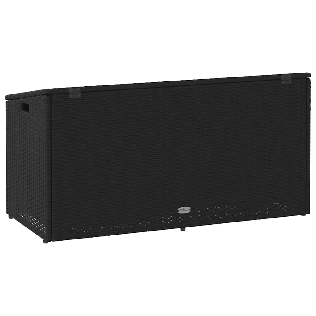 Fekete polyrattan kerti tárolóláda 110x50x58 cm