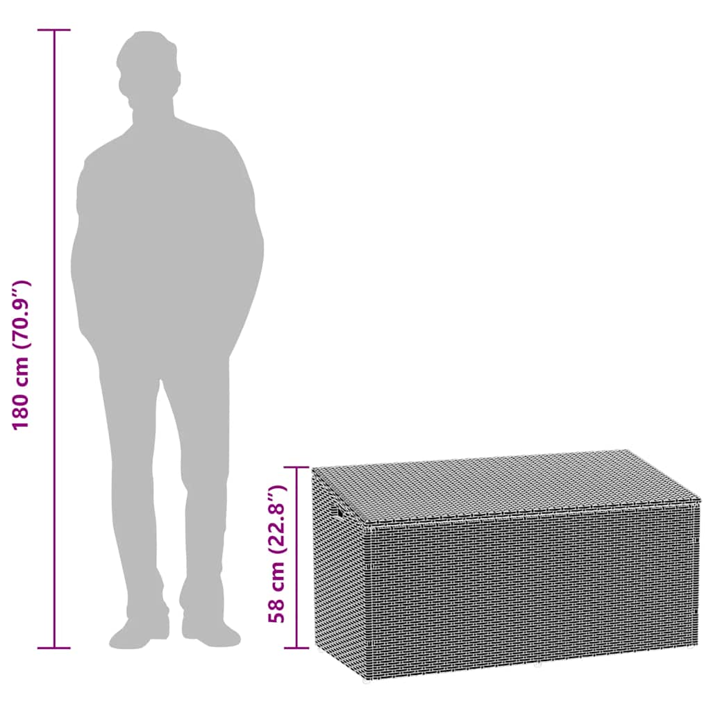 Barna polyrattan kerti tárolóláda 110x50x58 cm