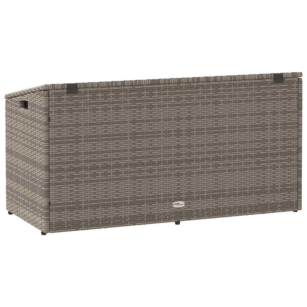 Szürke polyrattan kerti tárolóláda 110x50x58 cm