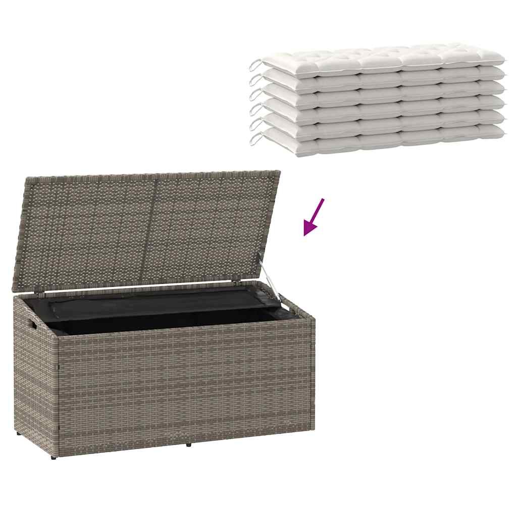 Szürke polyrattan kerti tárolóláda 110x50x58 cm