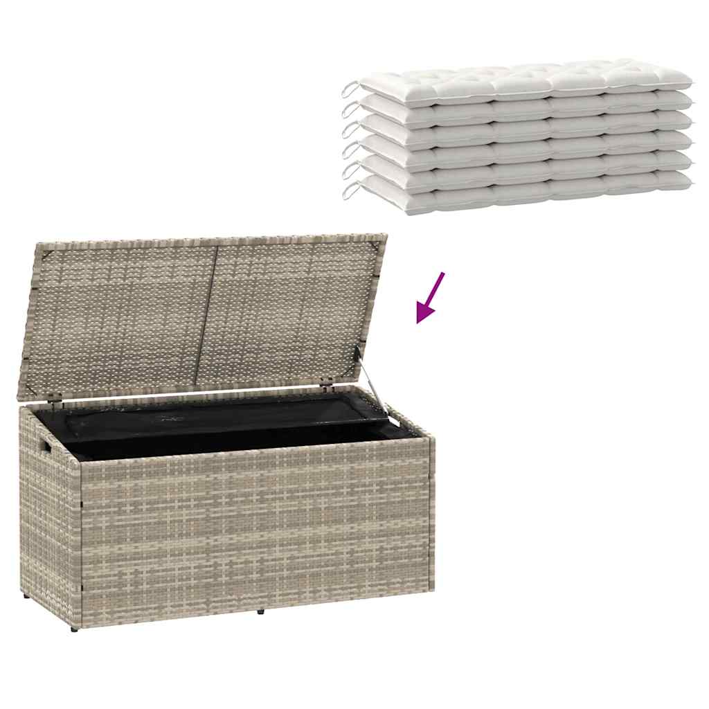 Világosszürke polyrattan kerti tárolóláda 110x50x58 cm