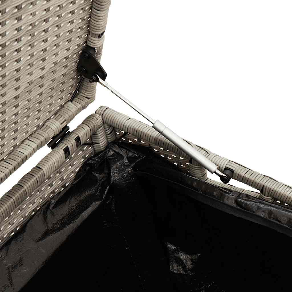 Világosszürke polyrattan kerti tárolóláda 110x50x58 cm