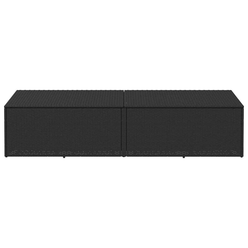Fekete polyrattan kerti tárolóláda 220x50x58 cm