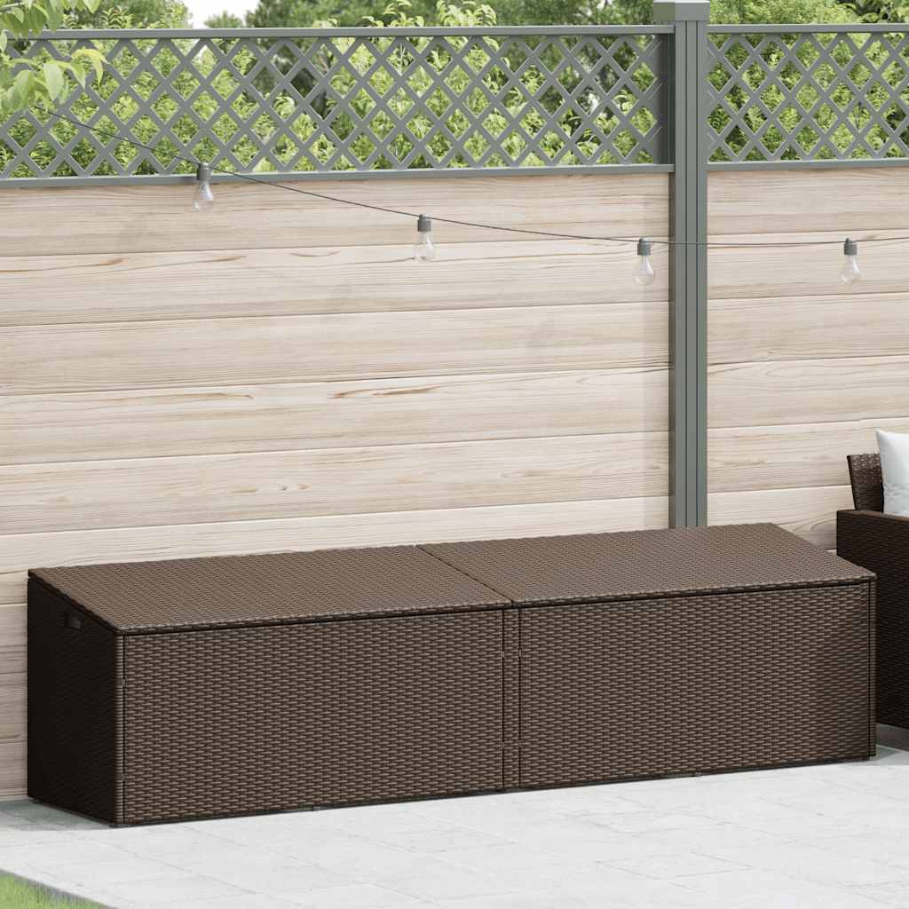 Barna polyrattan kerti tárolóláda 220x50x58 cm