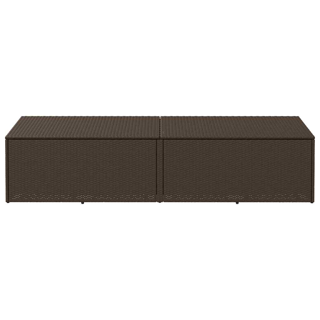 Barna polyrattan kerti tárolóláda 220x50x58 cm