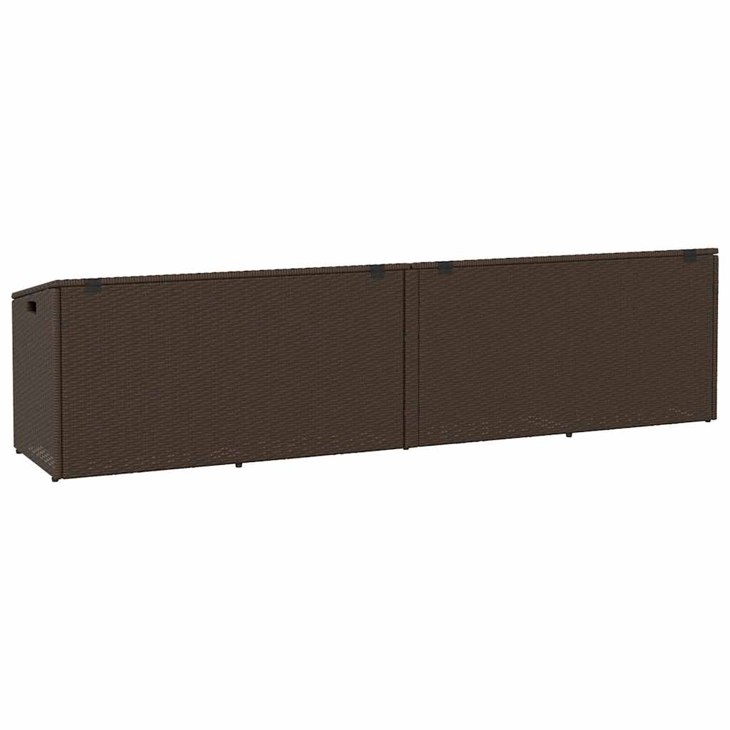 Barna polyrattan kerti tárolóláda 220x50x58 cm