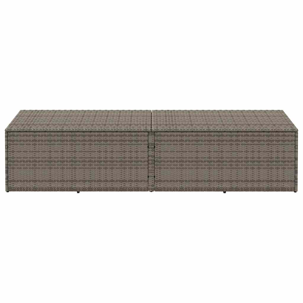 Szürke polyrattan kerti tárolóláda 220x50x58 cm