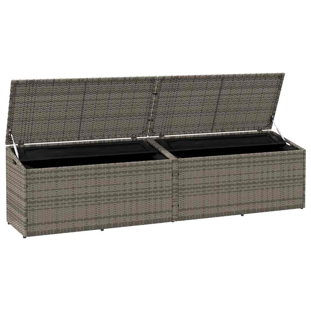 Szürke polyrattan kerti tárolóláda 220x50x58 cm