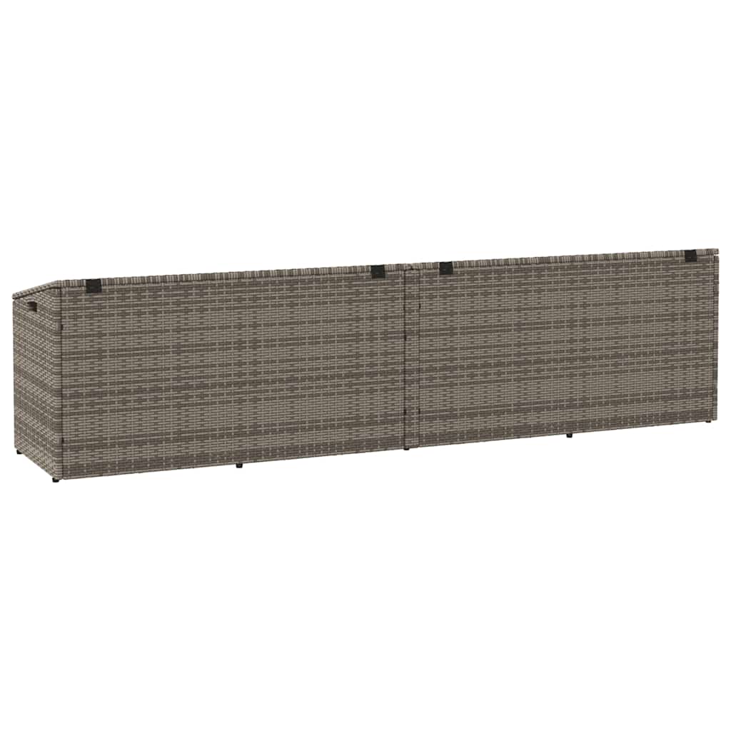 Szürke polyrattan kerti tárolóláda 220x50x58 cm