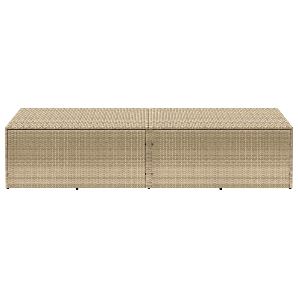 Bézs polyrattan kerti tárolóláda 220x50x58 cm